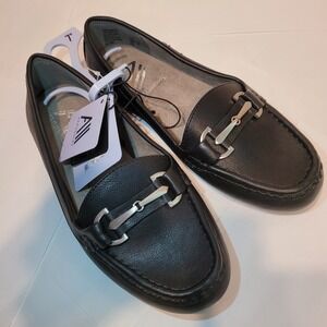Aerosoles Women's Black Faux Leather Loafer Flats Slip-On Shoes Size 7W wide